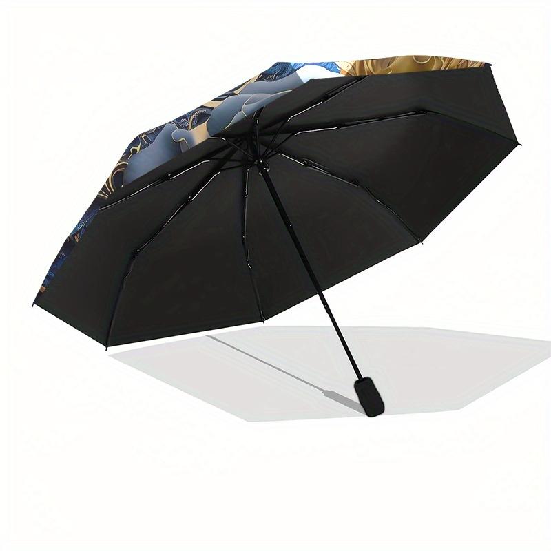 Elegant Blue Rose Decor Luxury Floral Painting for Home DecorationsUmbrella, Portable 3-Fold Compact Umbrella for Men & Women ES24