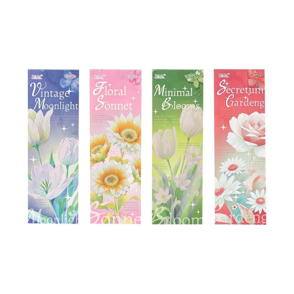 20 Sheets Flowers Scrapbook Stickers Flower Design Transparent Junk Journal Stickers Removable PET Material