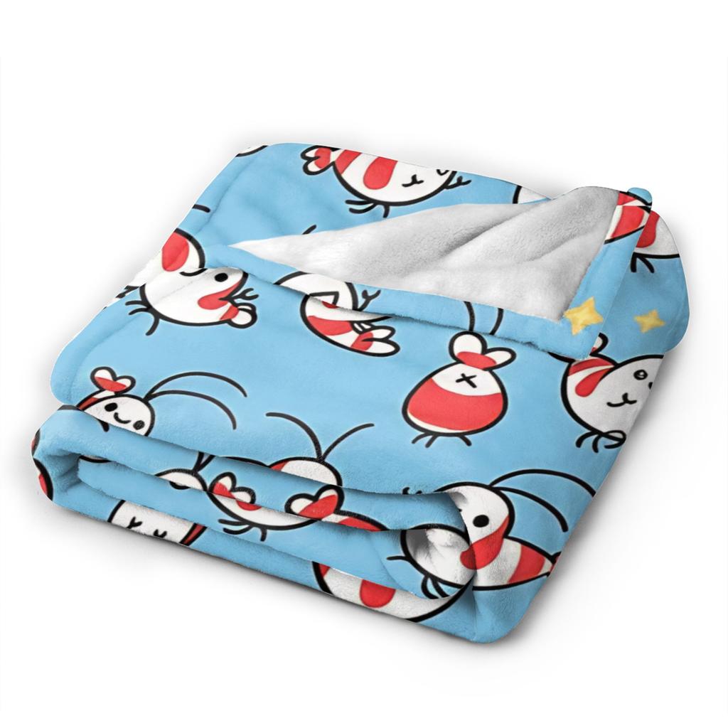 Shy Shrimp Partten Blankets Flannel Soft Throw Blankets for Outdoor Travel Bedroom Quilt