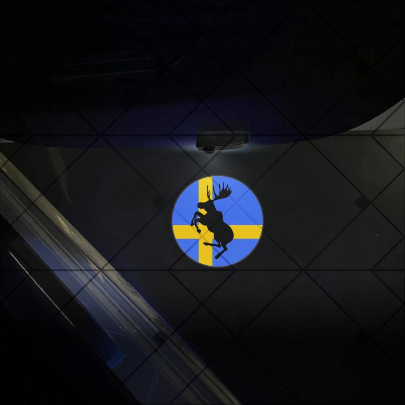 1/2Pcs For Volvo Moose Test Elk XC40 V40 V60 S40 V50 XC60 V70 Logo Car HD Projector Lamp LED Auto Door Welcome Light Accessories