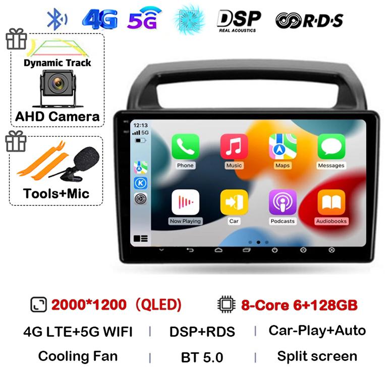 Android 14 WIFI+4G CarPlay Auto Car Radio For KIA Carnival VQ 2006 - 2014 Autoradio Multimedia Player Navigation GPS Stereo DSP