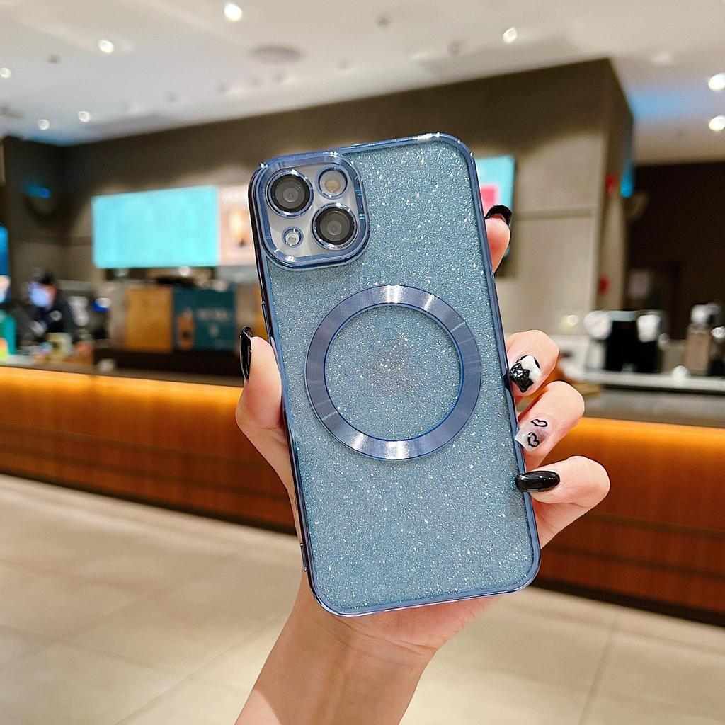 IPhone 15 Pro Max Glitter Magnetisch Draadloos Oplaadhoesje