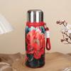 Retro and Bustling High-value Insulated Cup with Creative Rose Pattern Double-layer Water Cup Car Portable Drawstring Stew Cup