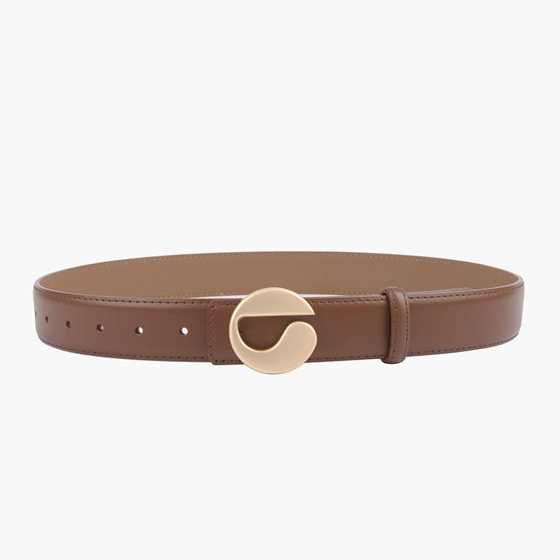 Belt Genuine Leather Calfskin Belt Belt Women's Black Logo Cowhide Belt