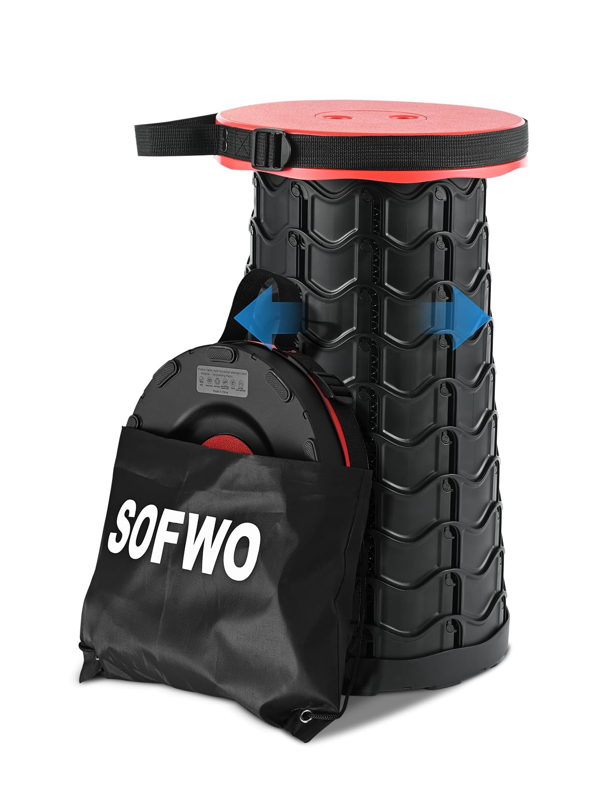 

SOFWO Folding Chair, Camping Chair, Telescoping, Foldable Outdoor Chair, Lightweight, Compact, Easy to Carry, Load Capacity 180KG, Opens and Closes