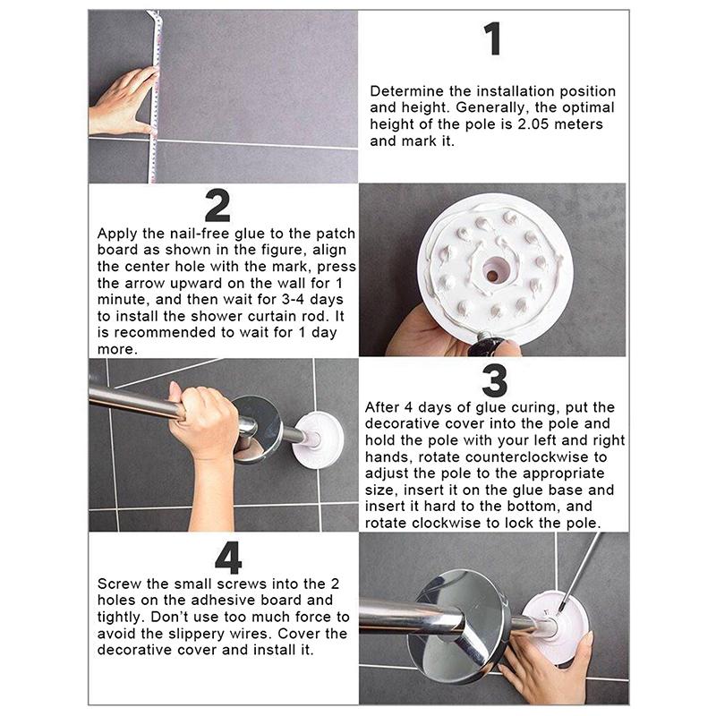 Ausziehbare Gebogene Duschvorhangstange Silber L-Form Edelstahl Duschvorhangstangen Stanzfrei Badezimmer Vorhangschiene 3 Größen