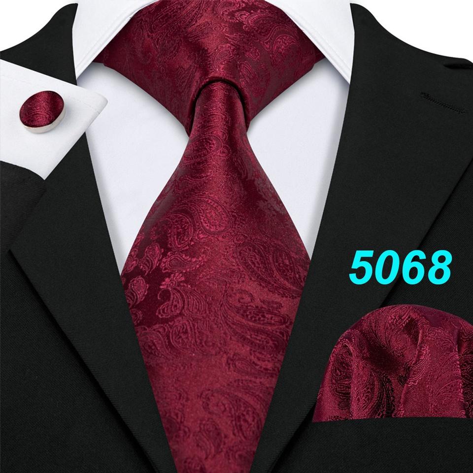 Men's Red Burgundy Neck Tie Handkerchief Cufflinks Boutonniere Tie Clip with Gift Box for Wedding Party Dating