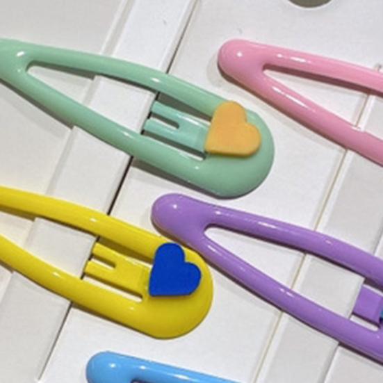 5Pcs Kids Hairpins Scratch-Resistant Surface Heart Decoration Girls Hair Clips Side Bang Hair Pins Hair Accessories