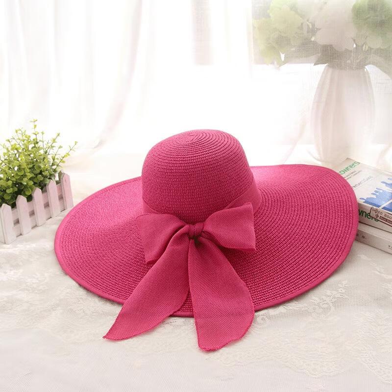 Women's Foldable Extra-Large Brim Straw Sun Hat