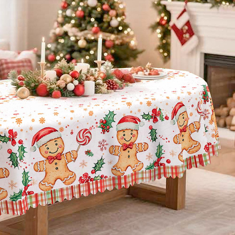 Christmas Themed Rectangle Table Cloth for Family Dinner Christmas Decoration Reusable Tablecloth for New Year Party Table Decor