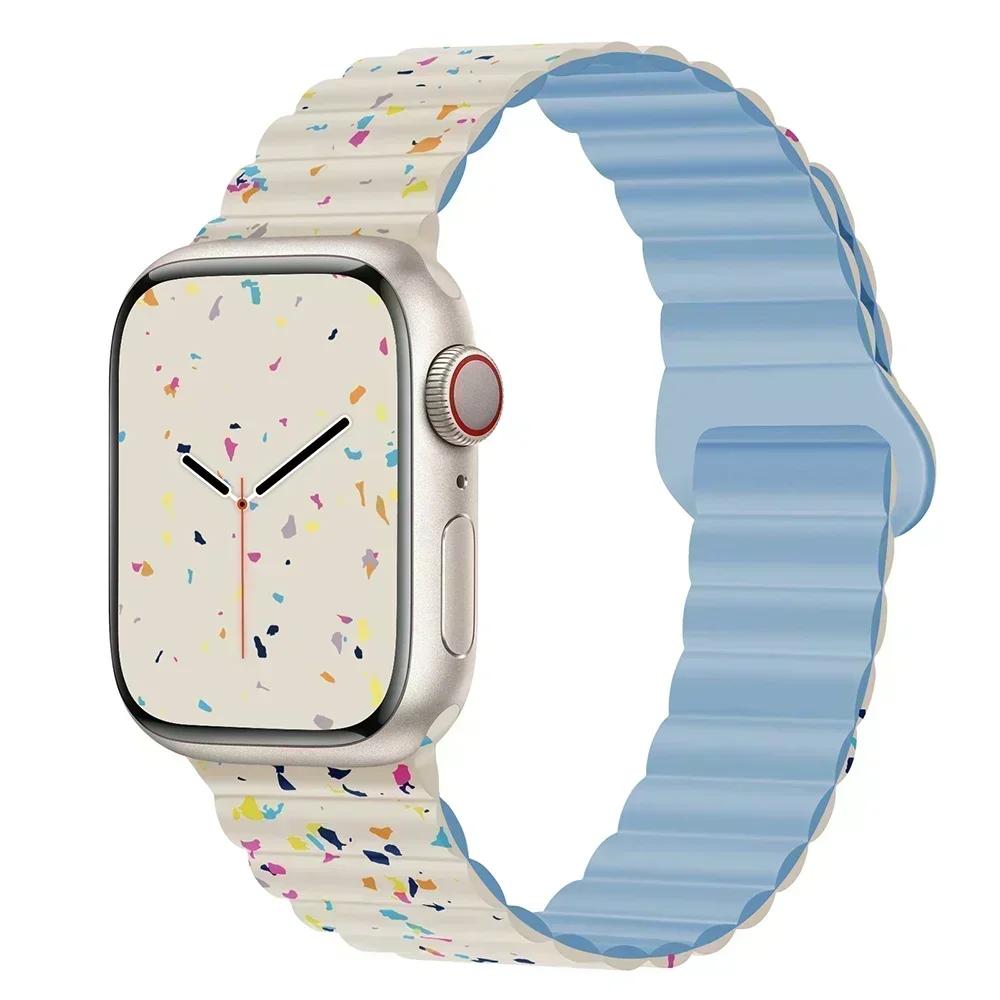 Magnetic Strap For Apple Watch Bands 45mm 38mm 49mm 40 42 41mm Silicone Sport Bracelet iWatch Series ultra 10 9 6 5 7 8 se 44mm