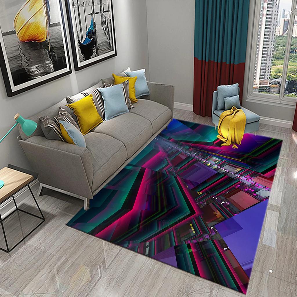 3D Vortex Illusion Teppich Eingangstür Bodenmatte Abstrakte geometrische optische Fußmatte rutschfeste Bodenmatte Wohnzimmer Dekor Teppich