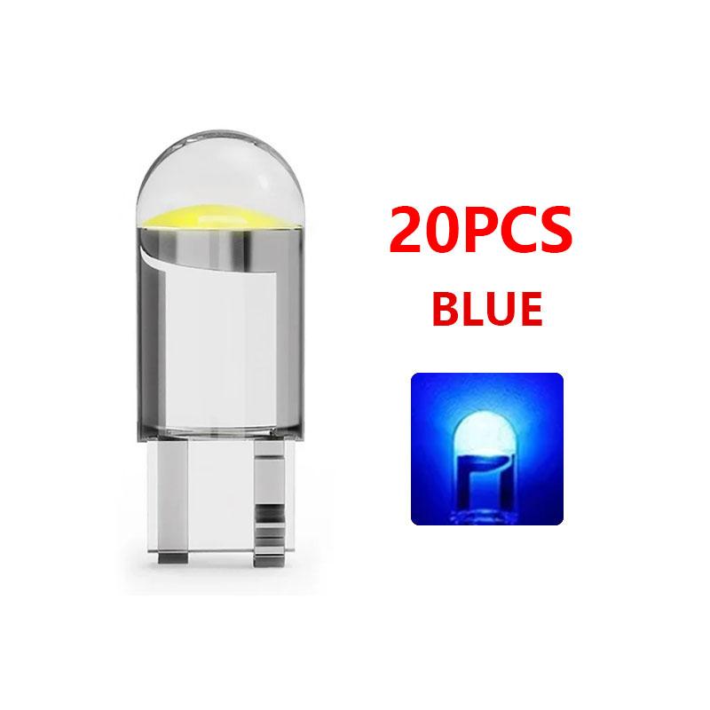 20Pcs T10 W5W LED Bulbs COB Car Lights Wedge Side Bulb Parking Lights White Auto License Plate Lamps Dome Read Lights