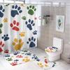 Bathroom Curtain And Rug Set, Colorful Paw Prints Pattern Printed On Bathroom Decor Sets With Shower Curtains And Rugs,