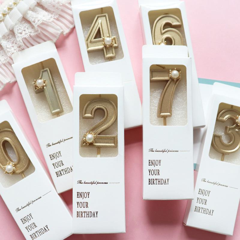 Gold 3D Number Cake Candles Suitable For Birthday Party Decoration Birthday Decoration Cake Decorating Tools