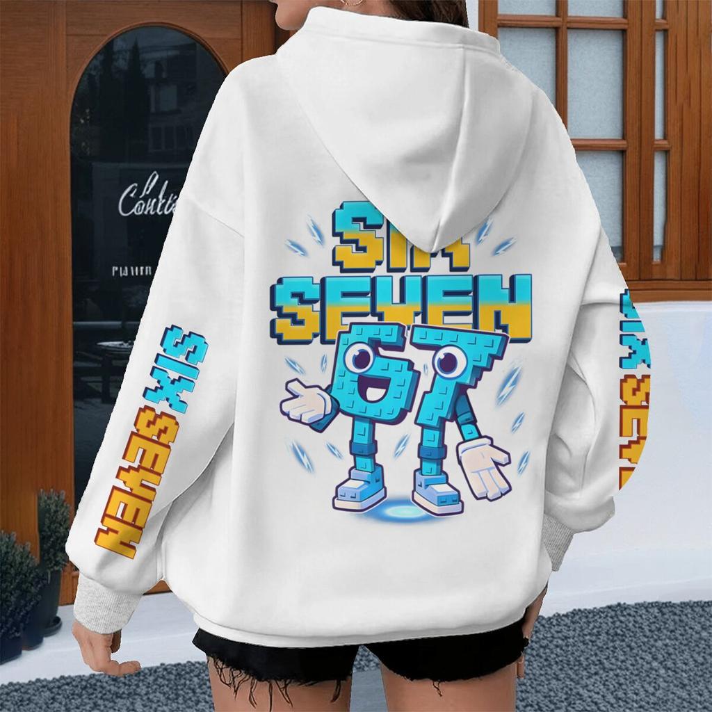 Y2K Six Seven Meme Gaming Kinder Kapuzenpullover Jungen Mädchen Langarm Kapuzenpullover Bedruckt mit Six Seven Lässige Streetwear Unisex Kleidung