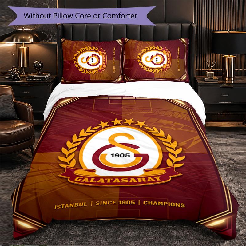 Biancheria da letto a tema Galatasaray FC Set 3 Pezzi Copripiumino Biancheria da letto decorativa per camera da letto per adolescenti Decorazione per la casa