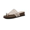 Fashion Square Toe Metal Slip-on Lace Breathable Flip Slippers Women's Xia New Outside Wear Anti-Slide Heel Sandal Slippers