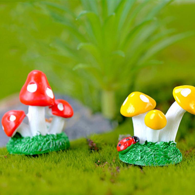 Colorful Mushroom Resin Ornament Multi-purpose Waterproof Rust-proof For Micro Landscape Decoration