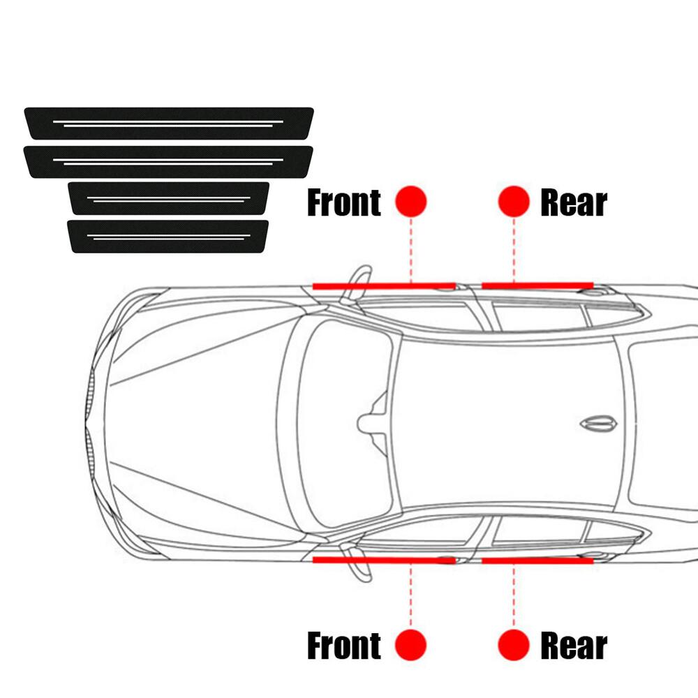 Carbon Fiber Leather Car Door Sill Anti-slip Protector Strip Waterproof Sticker