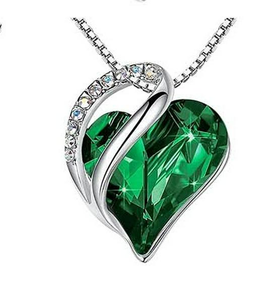 Heart-Shaped Geometric Birthstone Necklace for Women – European and American Style