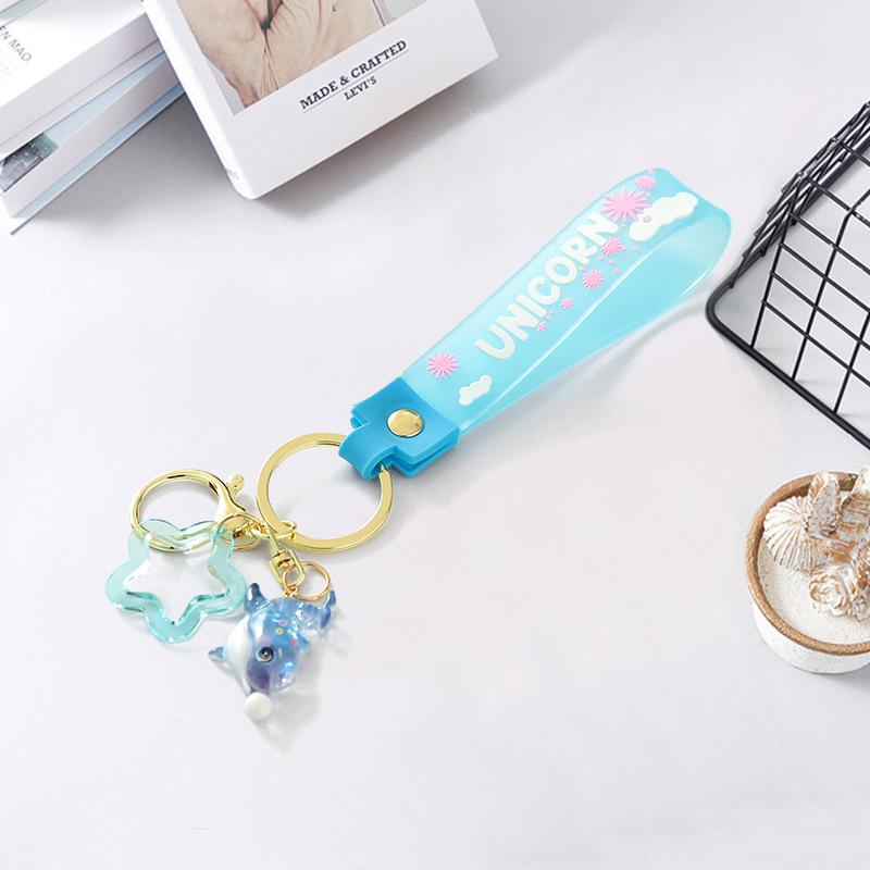 Jelly Soft Rubber Keychain with Cute Animal Ornaments - Translucent Bag Pendant Accessory Gift.