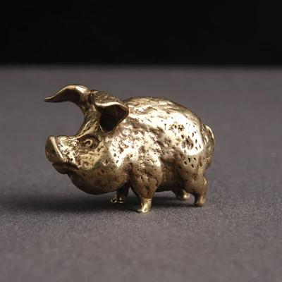 Figurine Zodia Chineză din Cupru Porc Decor Acasă Alamă Antică Statuie Animal Norocos Ornamente Mici de Masă Birou Mascotă