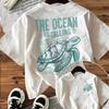 Das Meer Ruft Meeresschildkröte Grafik T-Shirt Damen Herren Sommer Lässig Kurzarm Rundhals Locker T-Shirt Harajuku Strand Oberteil