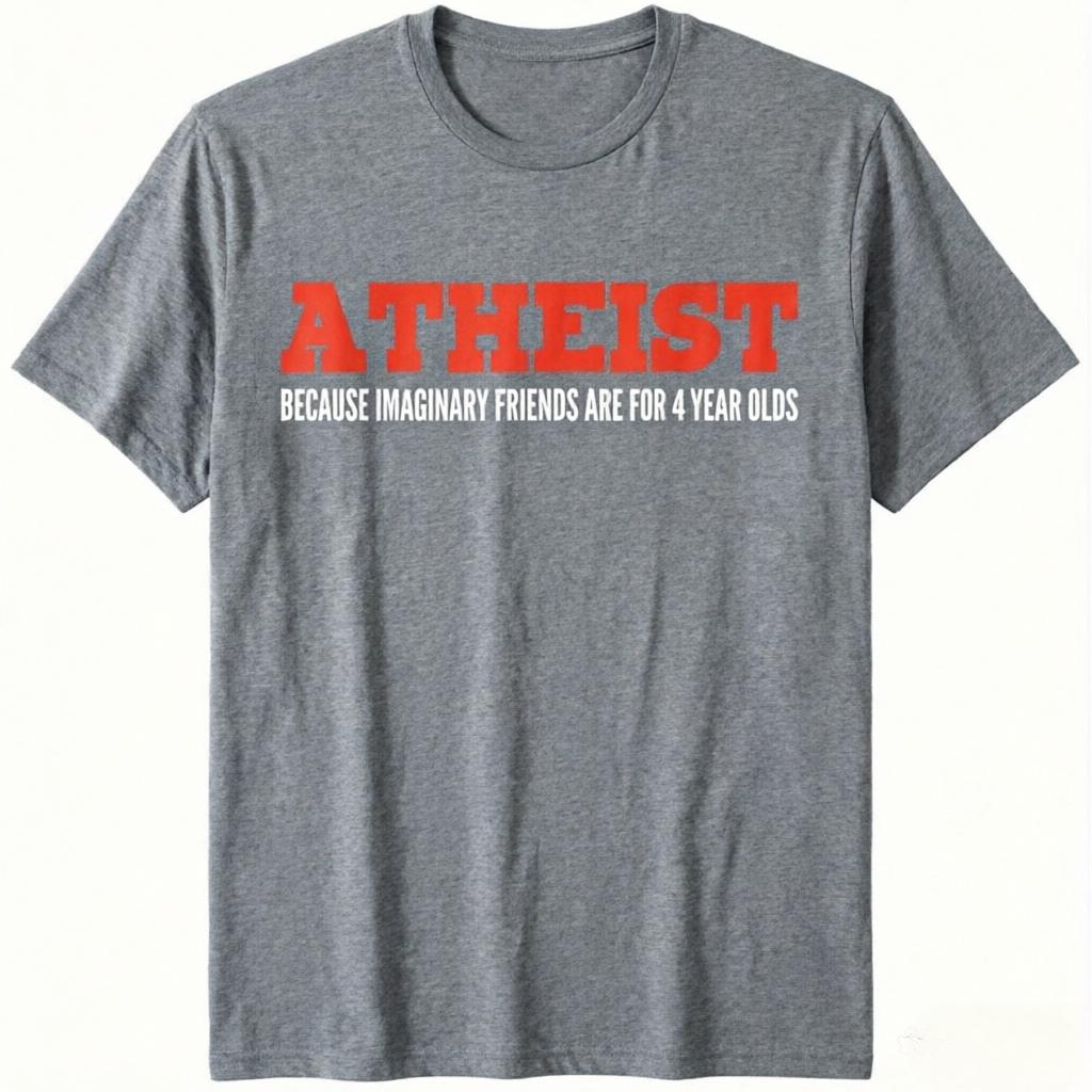 

Unisexs Fun Atheist TShirt Bold Atheist Because Fantasy Friends Are Just Toys for 4YearOlds Slogan TShirt 2026 New Summer 4XL
