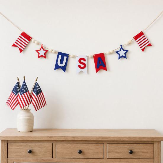 Yousheng Patriotic Garland Banner for 4th of July Decorations, Red White Blue Hanging Banner Bunting for Memorial Day, Veterans Day, Independence Day
