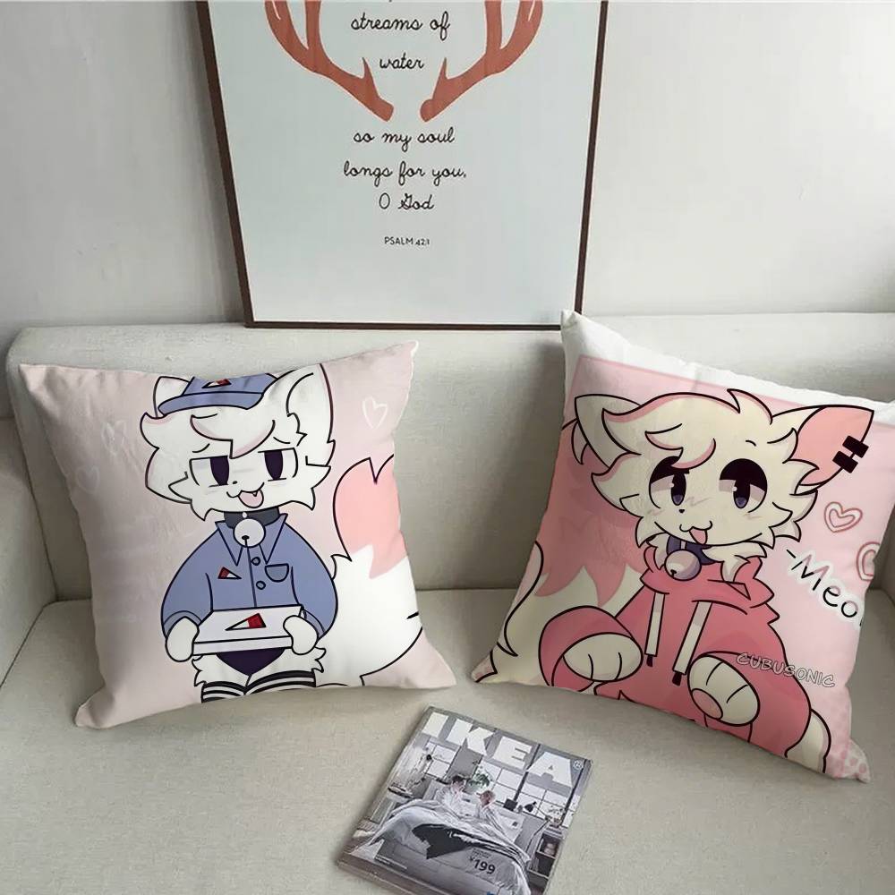 B-Boykisser Silly Cat Cute Pillow Case Plush Fabric Soft Pillowcase Double Sided Print Cushion Cover Household Gifts