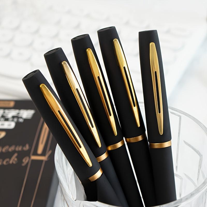

5Pcs/set Black & Golden Elegant Gel Pens 0.5mm Fine Tips, Smooth Writing for Office, Journaling Business Professional & Artistic Use 5pcs