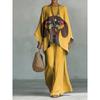 New round neck bat sleeve printed loose set bohemian lazy casual two-piece set