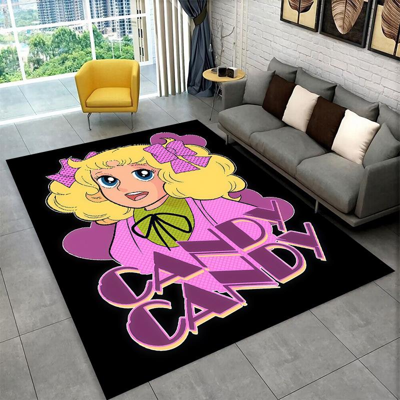 Cute Candy Candy Girl Cartoon Carpet Rug for Playroom Bedroom Living Room Sofa Home Decor,kid Game Area Rug Non-slip Floor Mat