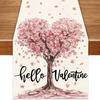 Valentine’s Day Pink Love Heart Tree Table Runner 13x72 Inch