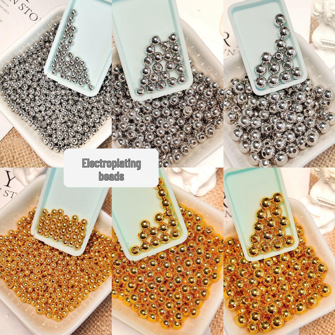 

Electroplated Gold & Silver Spacer Beads with Imitation Pearls - DIY Beading Supplies Gold Plated Beads 12mm (500 pcs/lb)