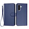 For Samsung Galaxy A36 5G Wallet Case with Strap Carbon Fiber Texture Leather Mobile Cover