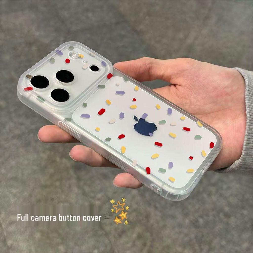 Integrated Button Phone Case for Apple 17/16: Simple Color Dot Design, 17 Pro Max Cartoon, Soft Case for 13/14/15