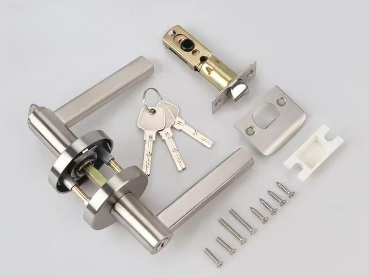 Factory Round Stainless Steel Privacy 3-Point Lock Door Handle for Bedroom&Bathroom