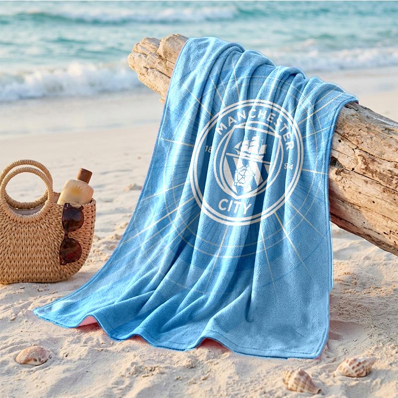 Asciugamano da Spiaggia Tema Manchester City Morbido Asciugatura Rapida?Asciugamano Asciutto Per Vacanze Estive Al Mare Nuoto