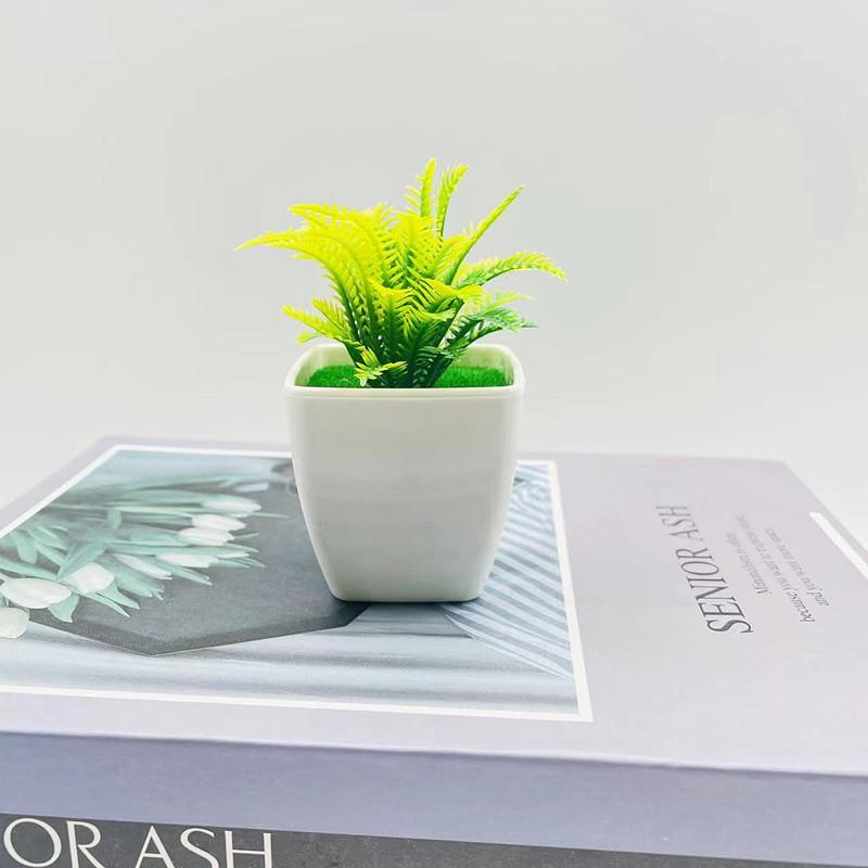 

Faux Succulent Potted Plant Small Bonsai For Car Interior And Desktop Decoration Yellow Fern