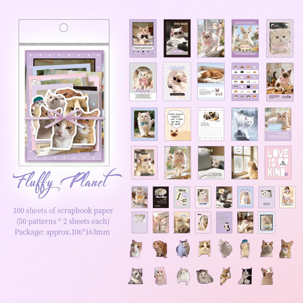 100pcs Vintage Scrapbooking Sticker Materials Paper Combo Kit for DIY Junk Journal Collage Photo Album Stationery Supplies