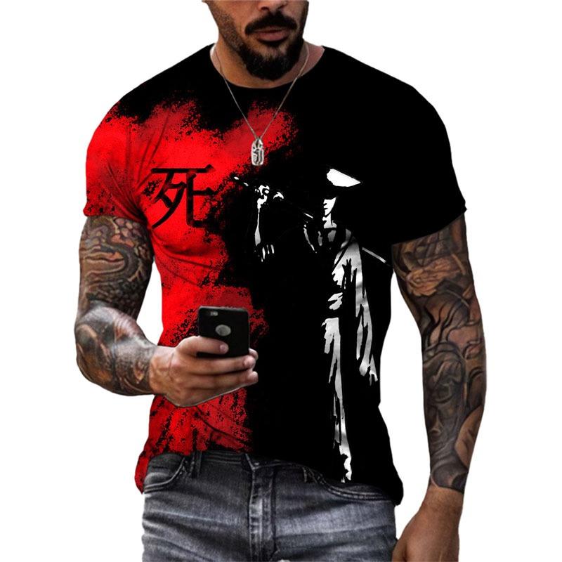 

New Cool Japanese Samurai Men T-shirt Summer Fashion Casual streetwear 3D Printed Personality harajuku Round Neck Tees Tops S