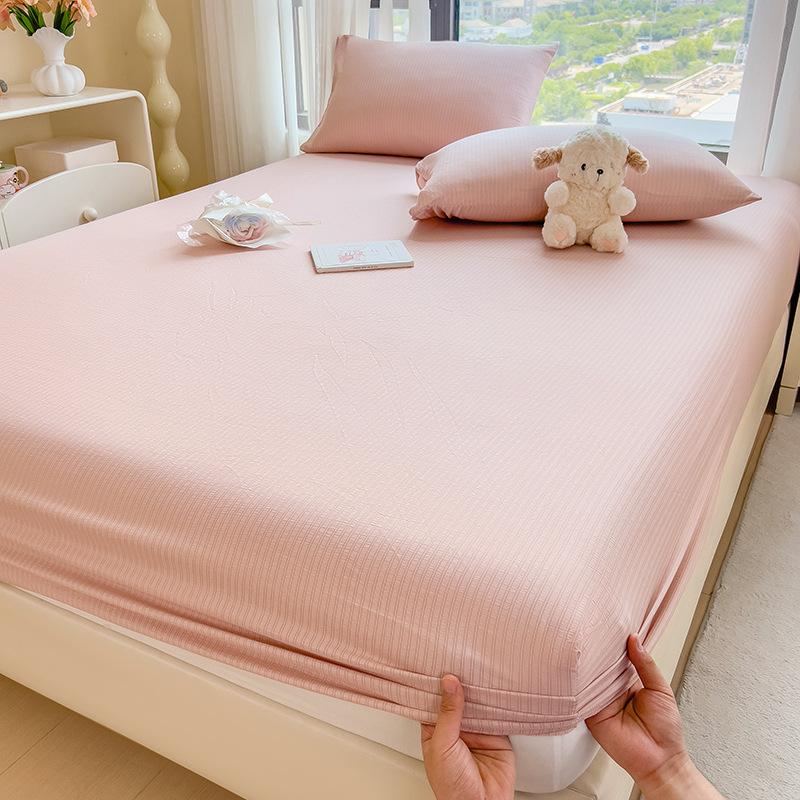 Einfarbig gewaschene Baumwolle Spannbettlakenbezug Schutzbezug Matratze Schmutzabweisend Studentenwohnheim Spannbettlaken