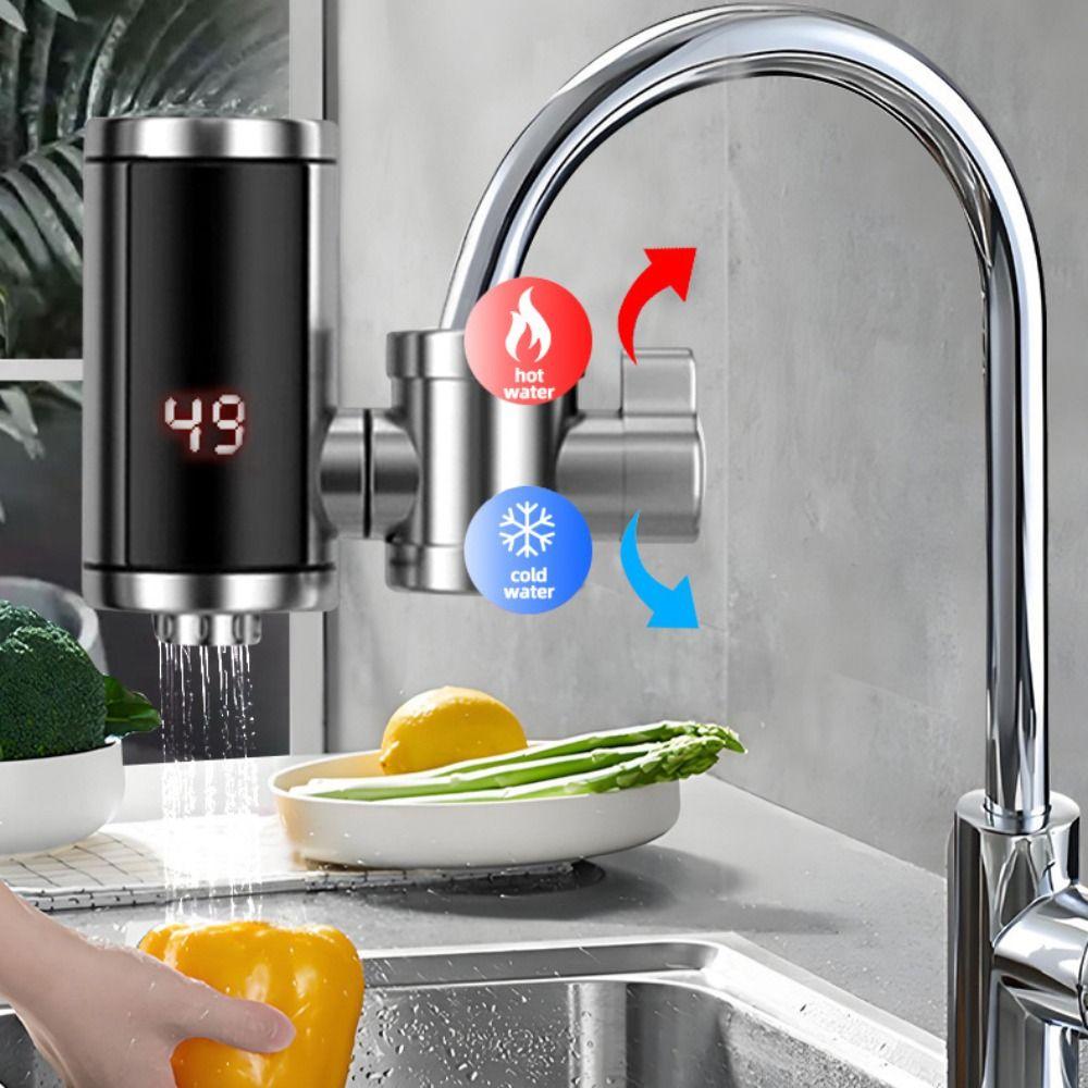 Digital Display Tankless Heaters Temperature Display Heating Faucet Instant Water Heater Cafe