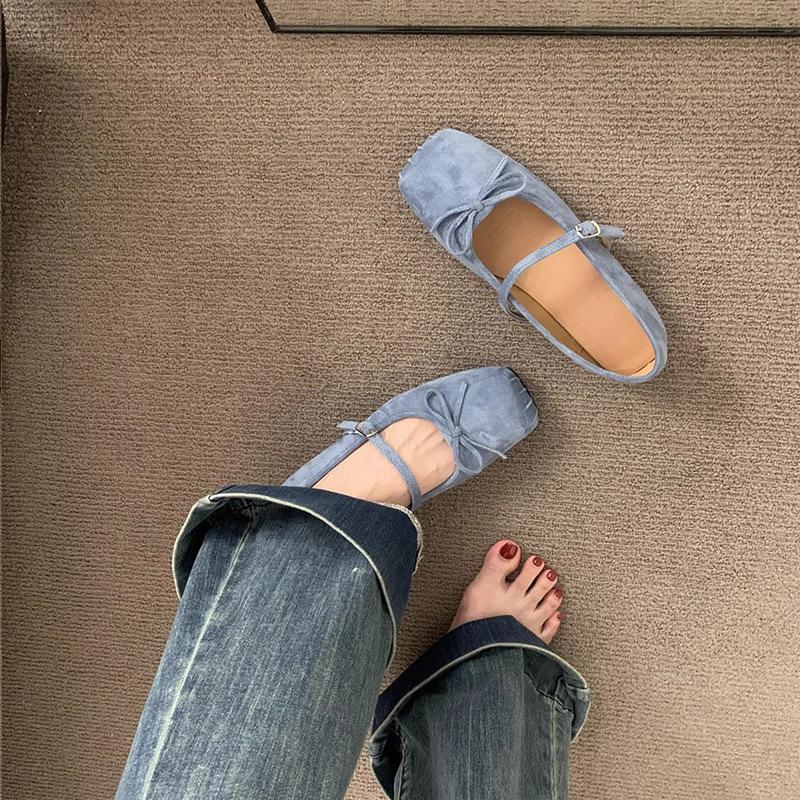 Flat Shoes Mary Jane Single Shoes Women's 2025 New Spring and Autumn Beautiful Gentle Evening Shoes Square Head Ballet Ladyshoes