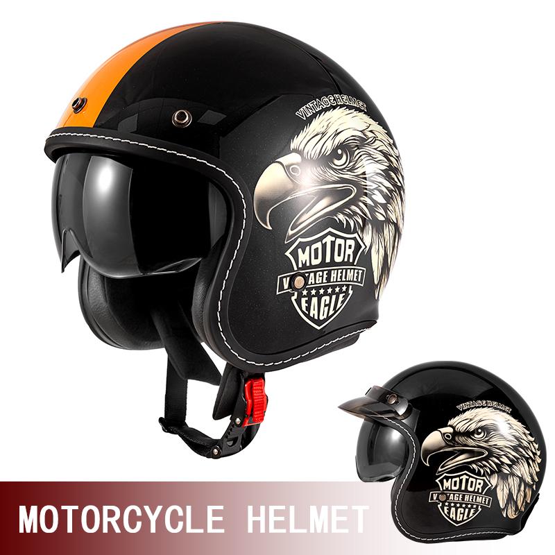 Retro silver three-quarters helmet retro helmet cruise motorcycle half helmet summer men s and women s motorcycle helmet. L