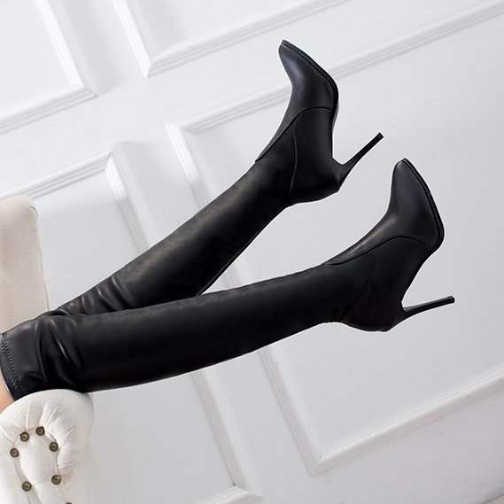 Over-knee boots women's boots high-heeled boots thin-heeled pointed 2025 spring and autumn new elastic over-knee boots women's boots