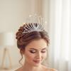Sparkly Rhinestone Crown Hairband Elegant Crystal Bridal Tiaras Alloy Wedding Headpiece for Bride and Bridesmaids Hair Jewelry