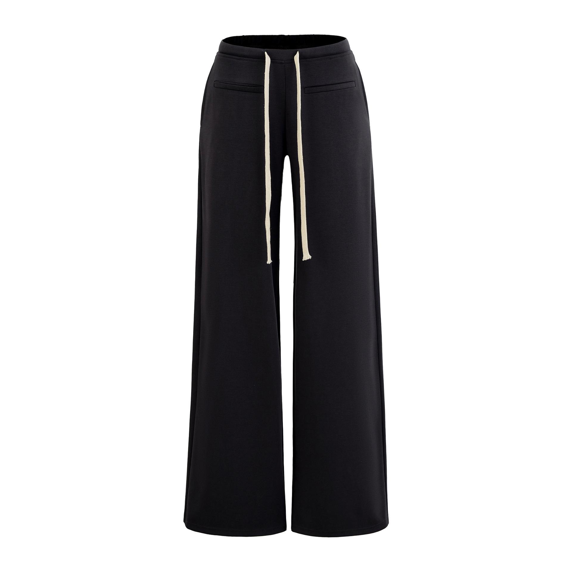 

Women s Wide Leg Pants with Drawstring Waist Casual Loose Fit Trousers Multiple Colors S чёрный